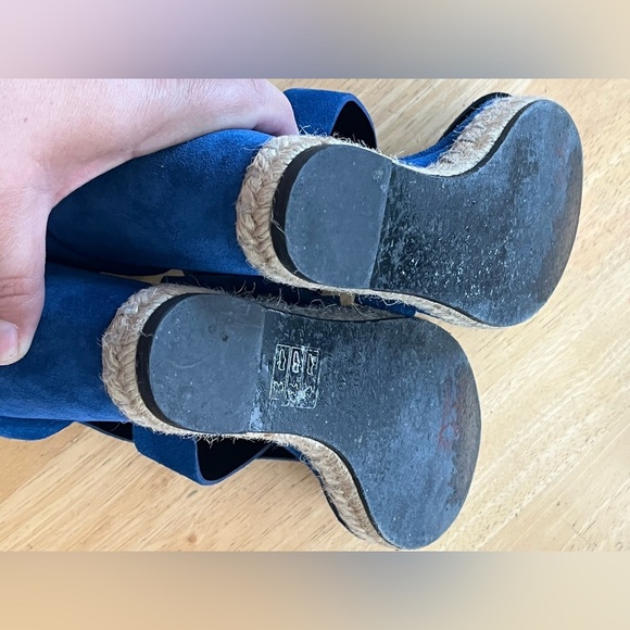 Balenciaga Electric Blue suede Wedge Sandals with Crisscross Straps - Picture 8 of 13